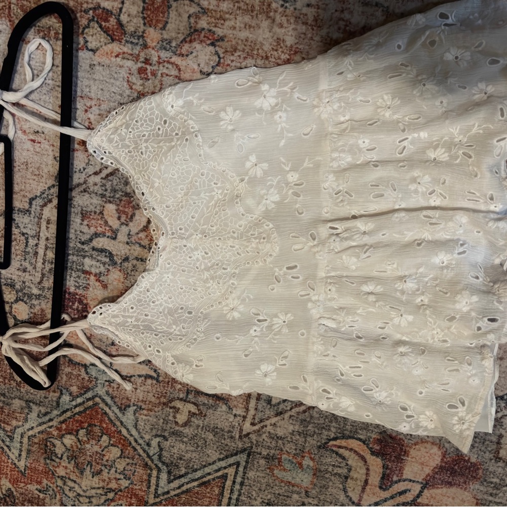 White Floral Embroidered Sleeveless Top